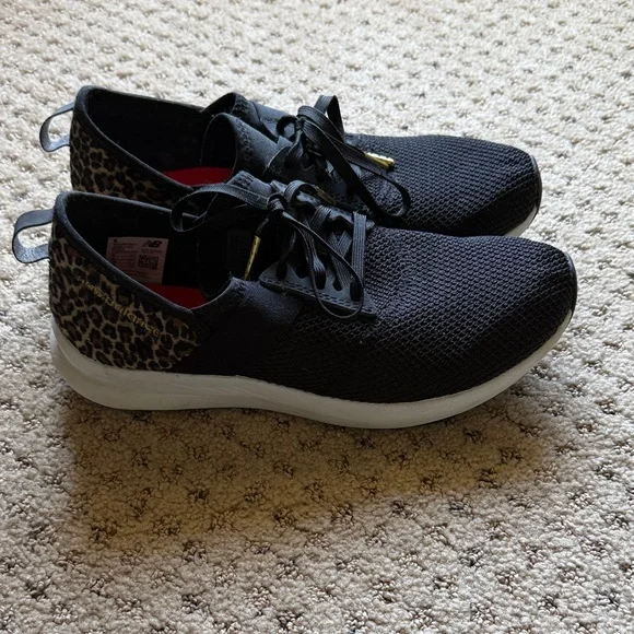 New Balance Black and Leopard Women's Sneakers Size 8 - Picture 1 of 7